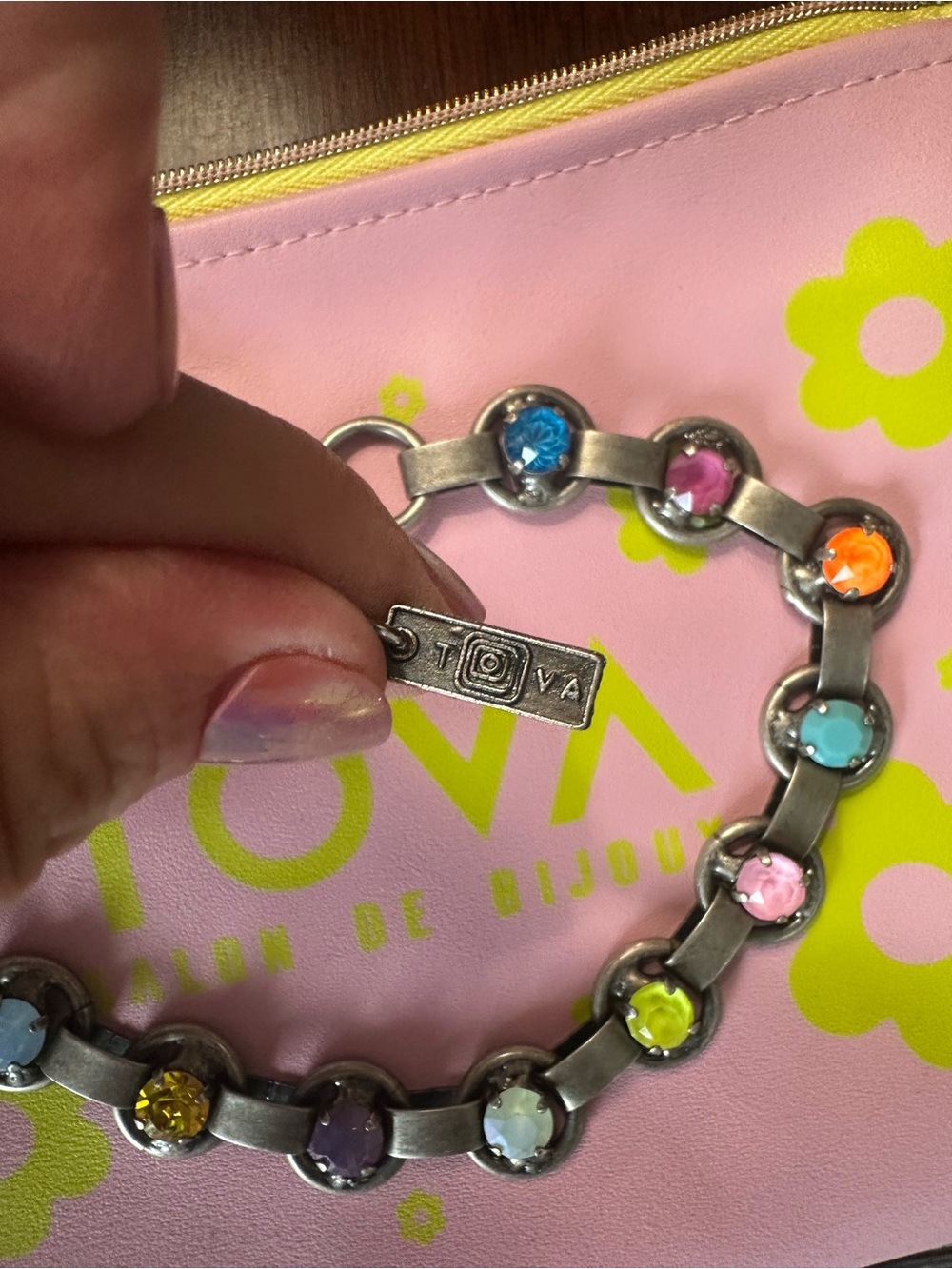 Tova Multicolor Crystal Link Necklace - Picture 2 of 3